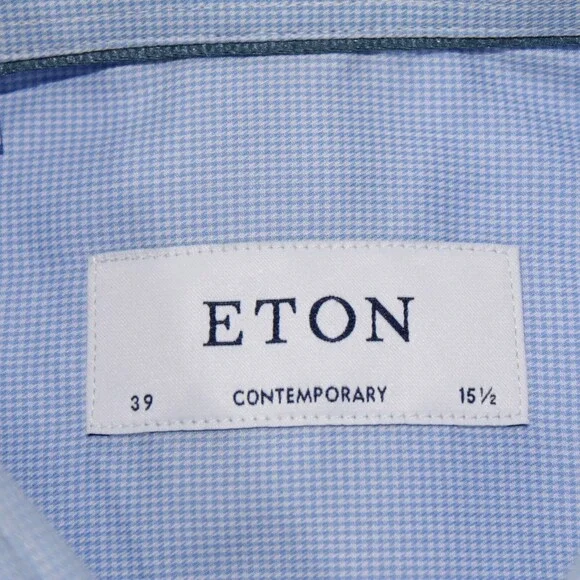 Eton NWD Dress Shirt Size 39 15.5 Contemporary Roughly Solid Blue 100% Cotton - Picture 8 of 12